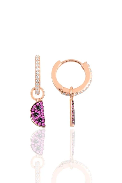 Gümüş karpuz halka küpe SGTL10782ROSE ürün görseli 1