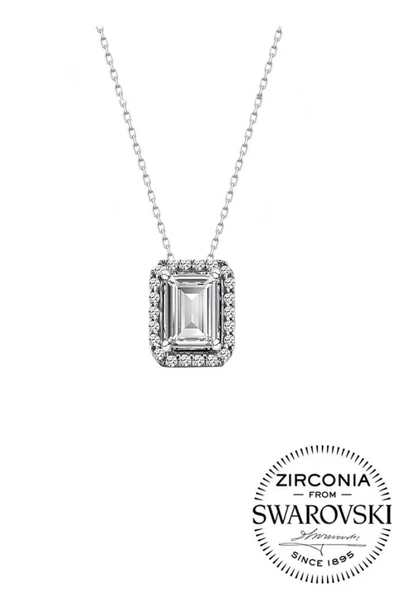 Gümüş Swarovski baget taşlı pırlanta modeli kolye SGTL20541RODAJ ürün görseli 1