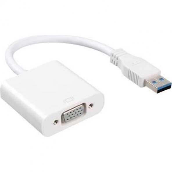 USB 3.0 Giriş - VGA Çıkış Çevirici Kablo - Beyaz ürün görseli 1