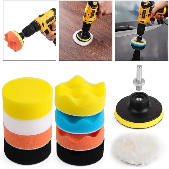 Rodex Pasta Cila Polisaj Süngeri Pedi Seti 115 mm Otomotiv Parlatıcı (11 PARÇA) ürün görseli 1