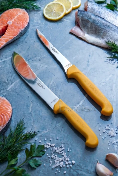 Lazbisa Gold Serisi Mutfak Bıçak Seti Et Tavuk Balık Açma Ekmek Sebze Şef Bıçağı 2 Li Set ( Mft-452) ürün görseli 1