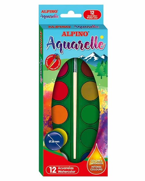 Alpino Aquarelle 12 Renk Sulu Boya Seti ürün görseli 1