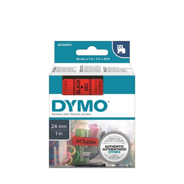 DYMO D1 Kırmızı/Siyah Yedek Şerit 24mm x 7mt (53717) ürün görseli 1