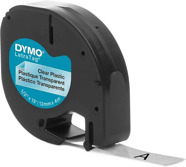 DYMO LetraTag Şeffaf Plastik Şerit 12268 (12mm x 4 metre) ürün görseli 1