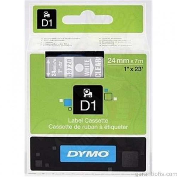 DYMO D1 Şeffaf/Beyaz Yedek Şerit 24mm x 7mt (53720) ürün görseli 1