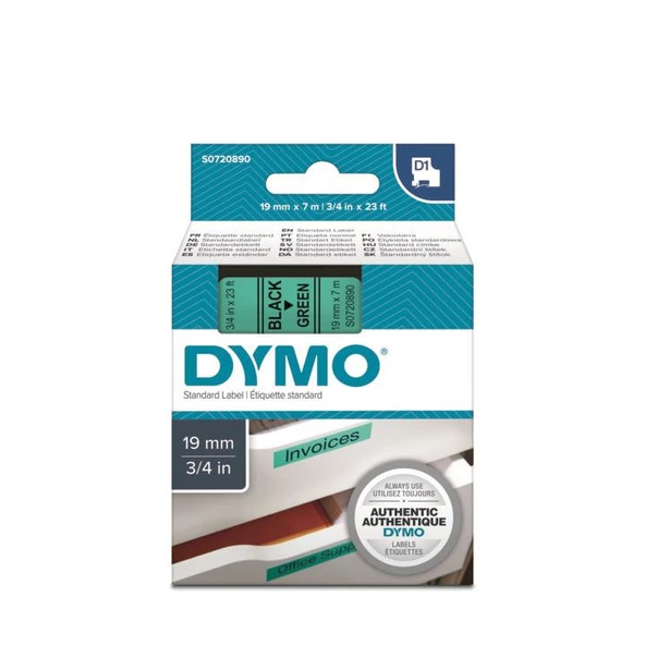 DYMO D1 Yeşil/Siyah Yedek Şerit 19mm x 7mt (45809) ürün görseli 1