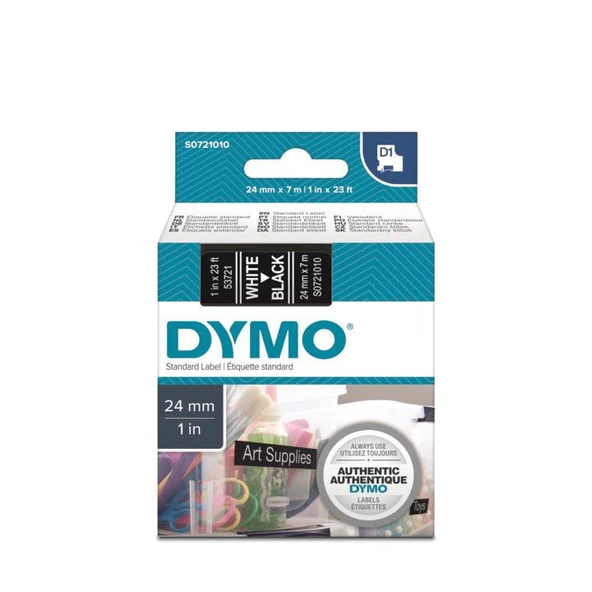 DYMO D1 Siyah/Beyaz Yedek Şerit 24mm x 7mt (53721) ürün görseli 1