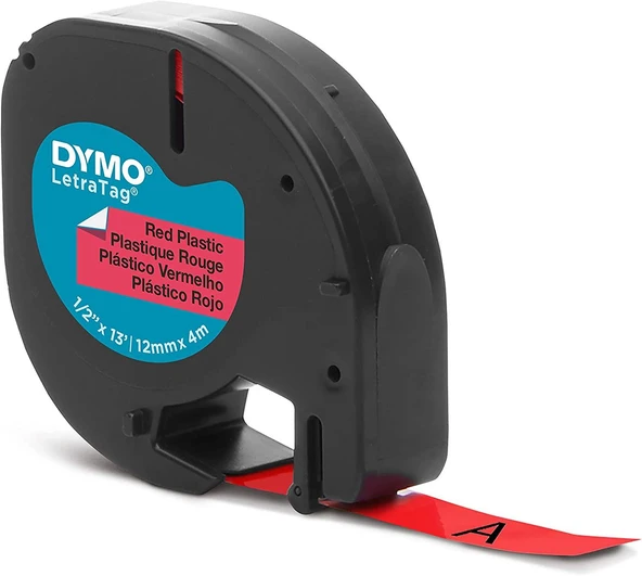 DYMO LetraTag Plastik Kırmızı Şerit 59424 (12mm x 4 metre) ürün görseli 1