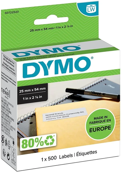 DYMO 25x54mm Çok Amaçlı LW Adres/Barkod Etiketi (11352) ürün görseli 1