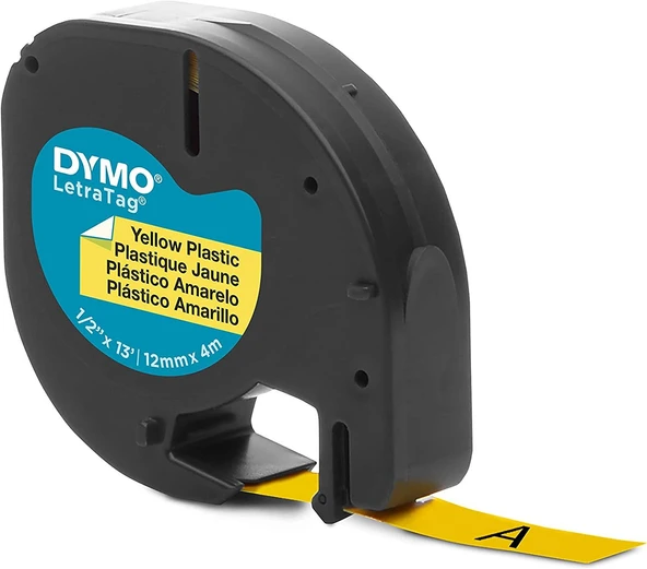 DYMO LetraTag Plastik Sarı Şerit 59423 (12mm x 4 metre) ürün görseli 1