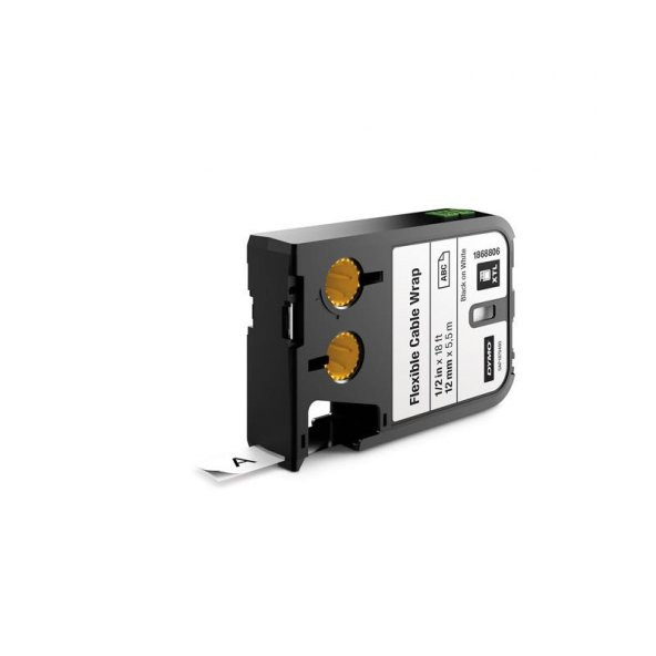 DYMO 1868806 XTL 12mm x 5,5metre Beyaz/Siyah Esnek Naylon Kablo Etiketi ürün görseli 1