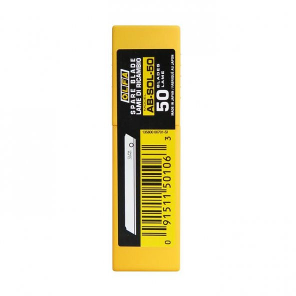 OLFA AB-SOL-50 Standart Tek Gövdeli (Kırımsız) Dar Maket Bıçağı Yedeği (50 li) ürün görseli 1