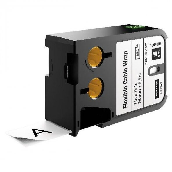DYMO 1868808 XTL Esnek Naylon Kablo Etiketi 24mmx5,5m Beyaz/Siyah ürün görseli 1