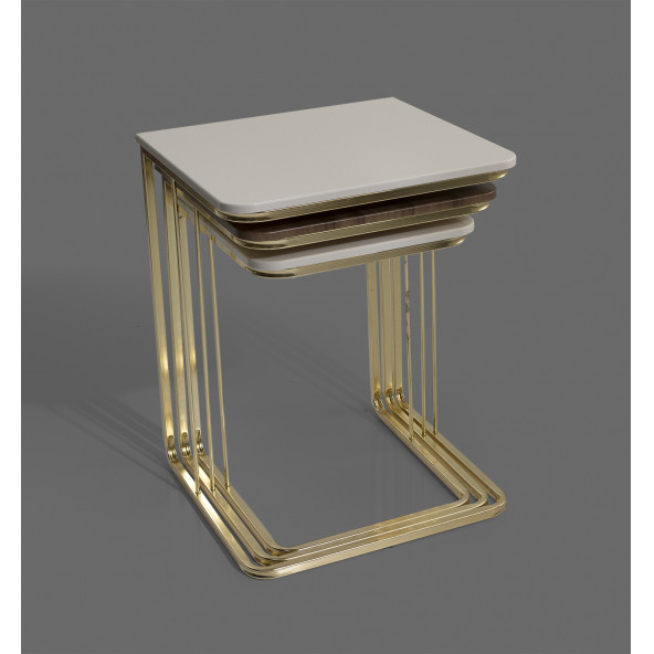 Veys Sehpa Gold 3 Lü Amor Zigon Sehpa - Orta Sehpa - Yan Sehpa ürün görseli 1