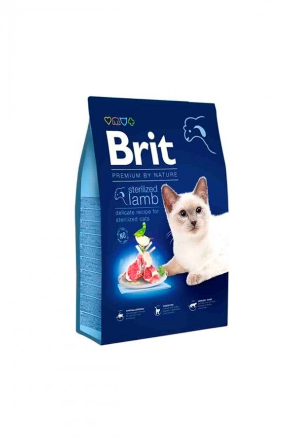 Brit Premium Kısırlaştırılmış Kuzu Etli Yetişkin Kedi Maması 8 Kg ürün görseli 1
