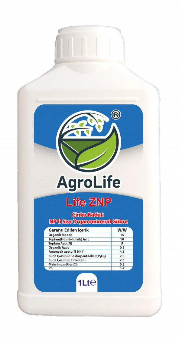 Argesol Tarım (LIFE ZNP) Çinko Katkılı NPli Sıvı Organomineral Gübre 1 L ürün görseli 1