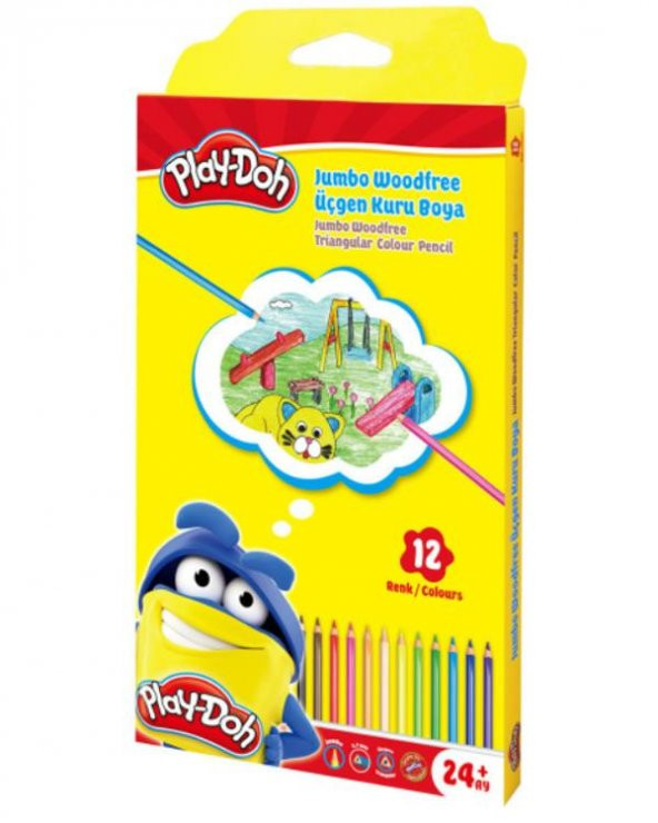 Play Doh Jumbo Woodfree Üçgen Kuru Boya 12li ürün görseli 1