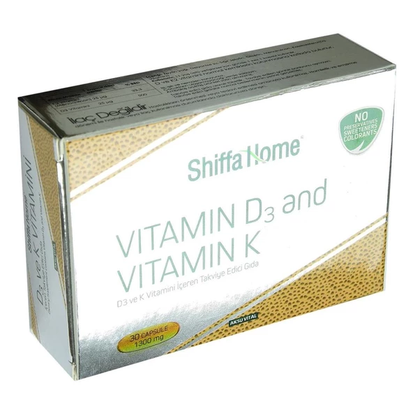 Shiffa Home D3 Ve K Vitamini Yumuşak 1300 Mg X 30 Kapsül ürün görseli 1