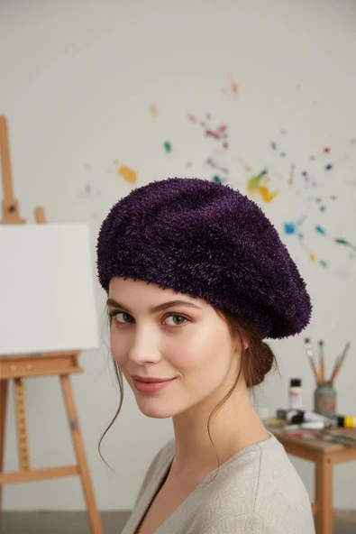 Kadın Mor Ressam Şapkası 4822 ürün görseli 1