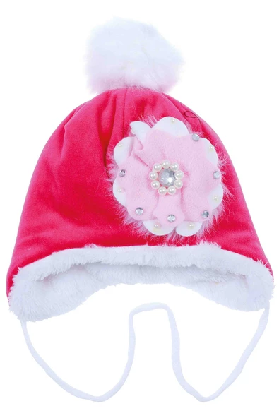 İçi Peluş Kız Çocuk Pembe Bere  Fuşya 4845 ürün görseli 1