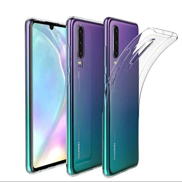 Huawei P30 Kılıf Şeffaf Süper Silikon Kamera Korumalı - Resim 2