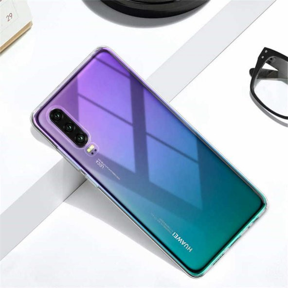Huawei P30 Kılıf Şeffaf Süper Silikon Kamera Korumalı - Resim 3