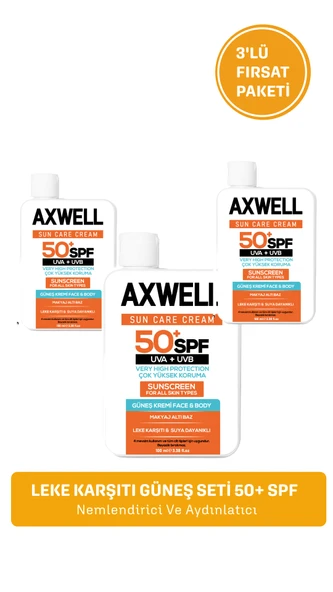 SPF 50+ 3lü Fırsat Seti Leke Karşıtı Nemlendirici Yüksek Koruma Güneş Kremi 100 ML ürün görseli 1