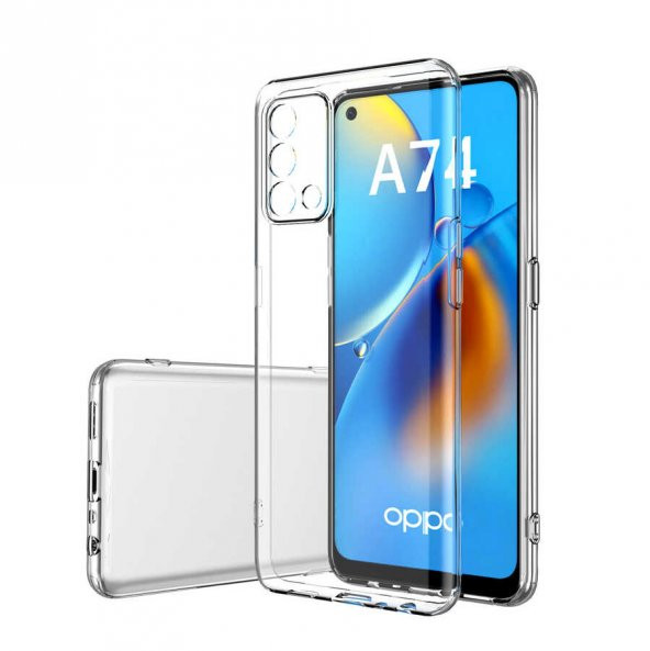 Oppo A74 4G Kılıf Kamera Korumalı Şeffaf Süper Silikon Kapak ürün görseli 1