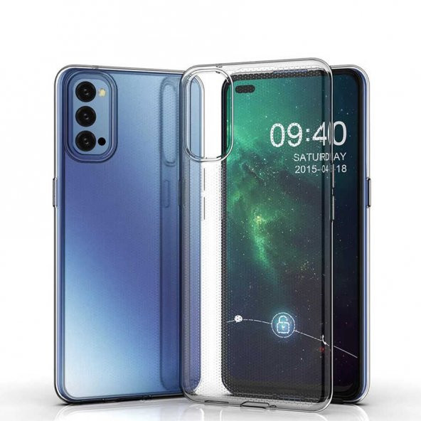 Oppo Reno 4 Kılıf Şeffaf Süper Silikon Kamera Korumalı ürün görseli 1