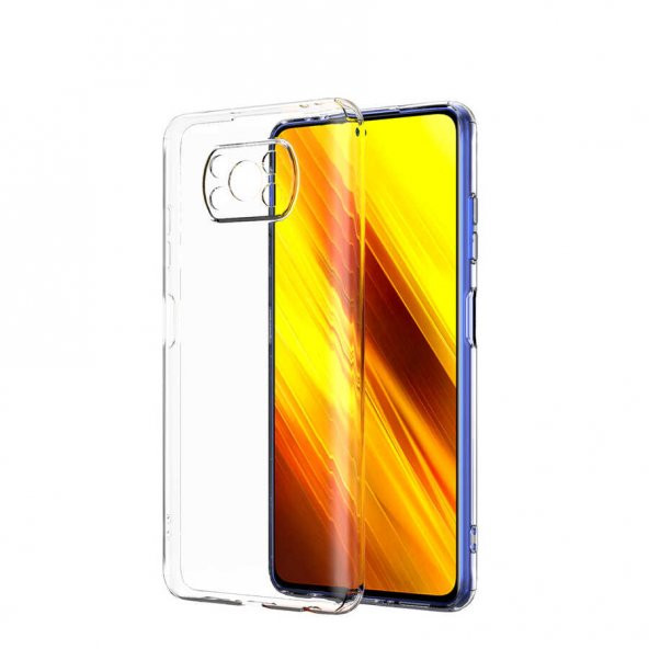 Xiaomi Poco X3 NFC Kılıf Kamera Korumalı Şeffaf Süper Silikon Kapak ürün görseli 1