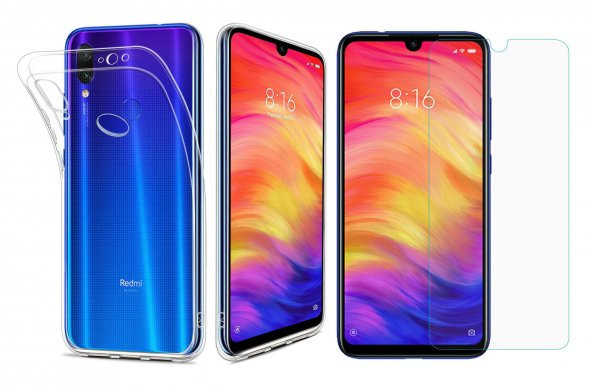 Redmi Note 7 Zore Süper Silikon Kılıf Kamera Korumalı + Cam ürün görseli 1