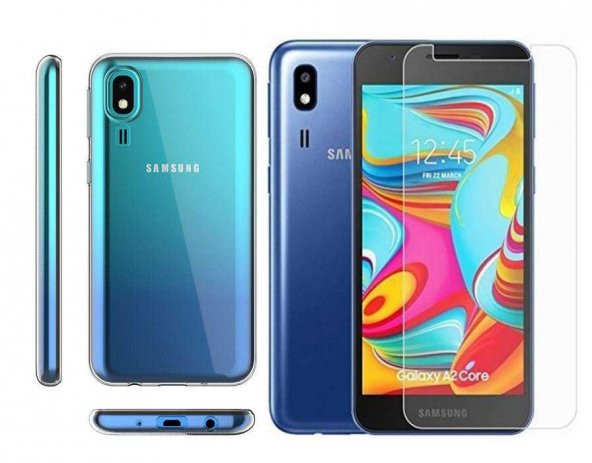 Samsung Galaxy A2 Core Zore Süper Silikon Kılıf + Kırılmaz Cam ürün görseli 1