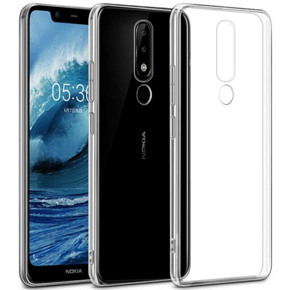 Nokia 5.1 Plus Kılıf Şeffaf Süper Silikon Kamera Korumalı ürün görseli 1