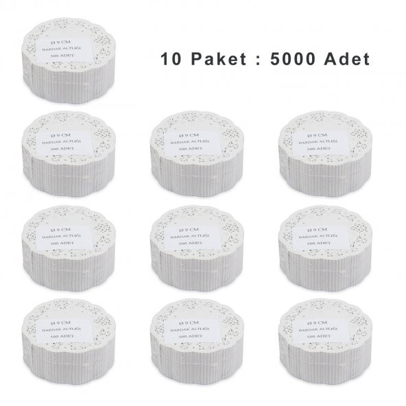 Dantel Görünümlü Kağıt Bardak Altlığı - Çay Bardağı Kağıt Altlığı - 10 Adet 500'lü ürün görseli 1