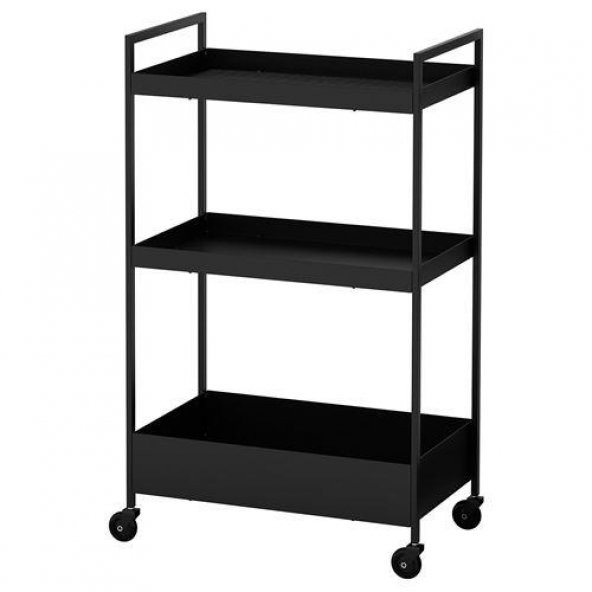 3 Katlı Servis Arabası IKEA Siyah Renk 50.5x30x83 cm Düzenleyici Raf Ünitesi Çelik ürün görseli 1
