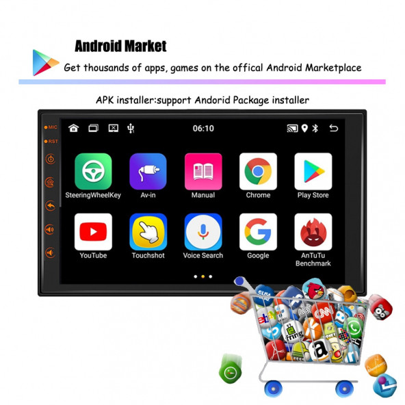 7inc 2Dinc 2+32gb (2gb ram) Full HD Android 12 sürüm  Double Ekran multimedya ürün görseli 1