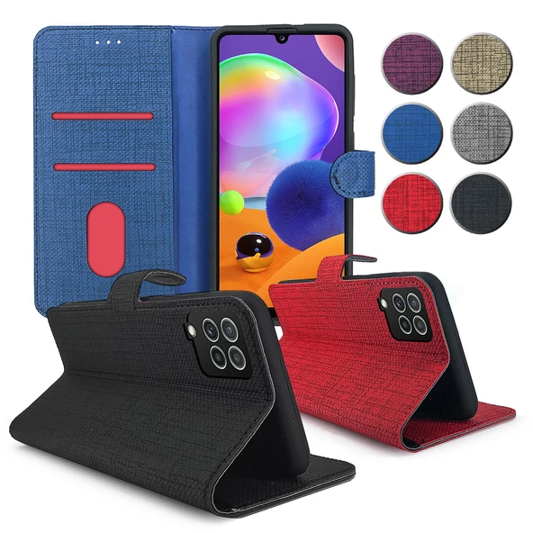 Samsung Galaxy A22 Kılıf FitCase Fabric Kapaklı Cüzdanlı ürün görseli 1