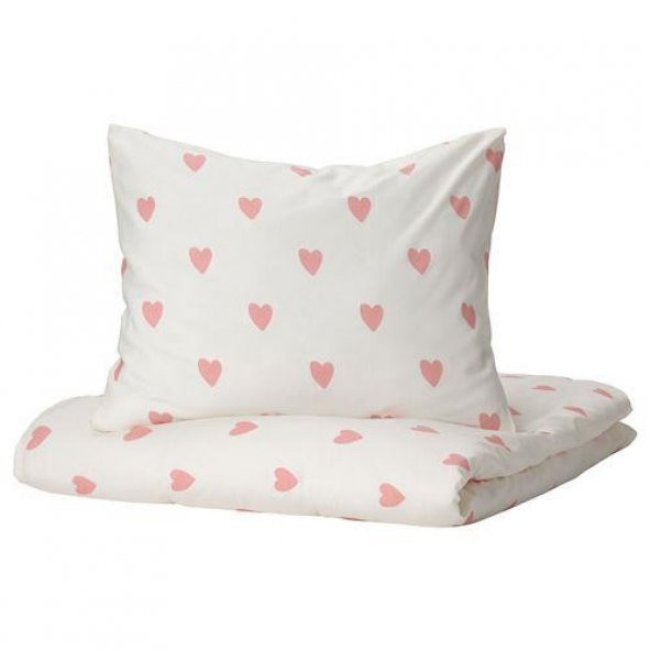 Çocuk Nevresim Takımı Tek Kişilik Kalpli IKEA 150x200/50x60 cm MeridyenDukkan Kız Çocuk ürün görseli 1