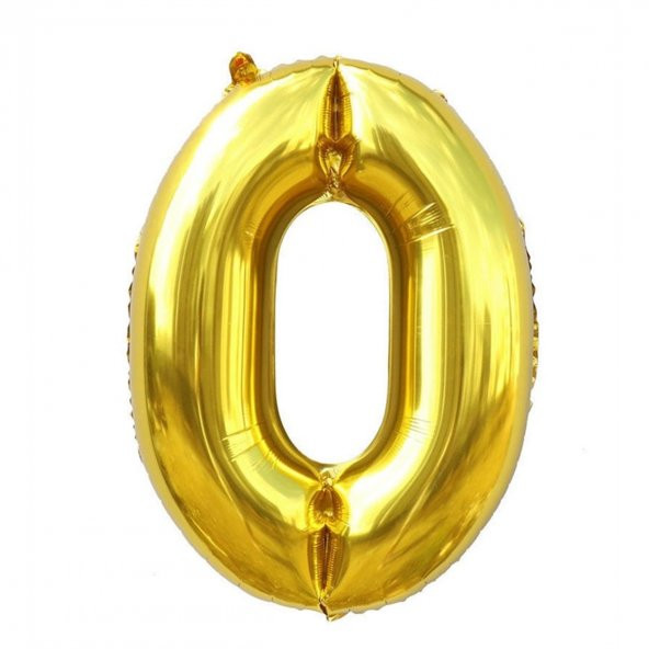 Rakam Folyo Balon Metalik Altın 0 Yaş Folyo Balon Metalik - 0 Yaş Balonu 100 cm ürün görseli 1