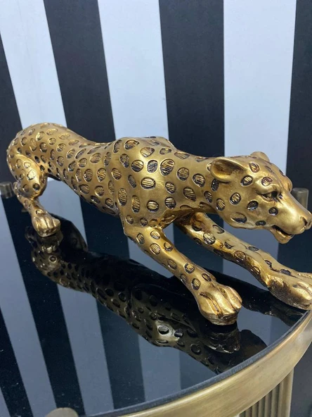 Leopar Eskitme Gold Dekoratif Biblo ürün görseli 1