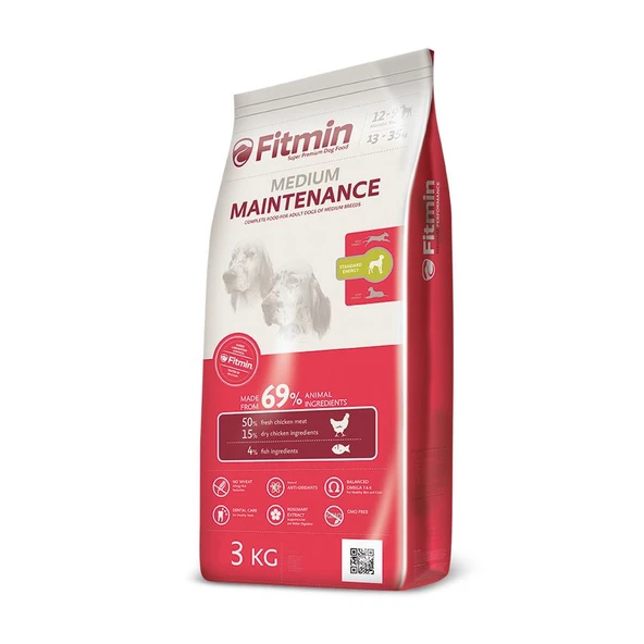 Fitmin %50 Taze Tavuk Etli Orta Irk Yetişkin Köpek Maması 3 Kg ürün görseli 1