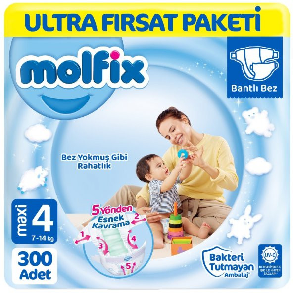 Molfix Bebek Bezi 4 Beden Ultra Fırsat Paketi 100x3 300 Adet ürün görseli 1