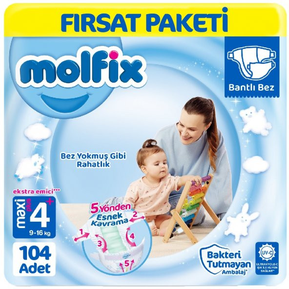 Molfix Bebek Bezi 4+ Beden Fırsat Paketi 52x2 104 Adet ürün görseli 1