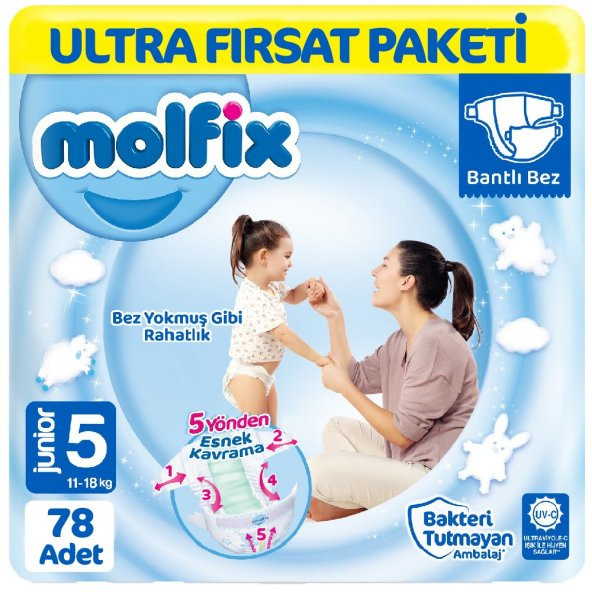 Molfix Bebek Bezi 5 Beden Ultra Fırsat Paketi 78 Adet ürün görseli 1