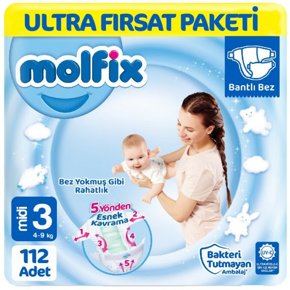 Molfix Bebek Bezi 3 Beden Ultra Fırsat Paketi 112 Adet ürün görseli 1