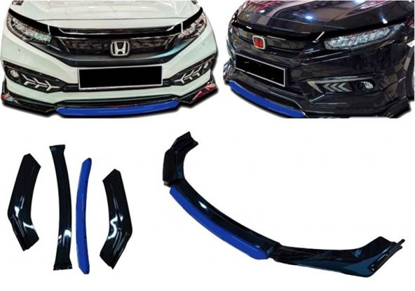 Mercedes C Uygun Universal Flaplı 4 Parça Lip Piano Black Mavi Dilli ürün görseli 1