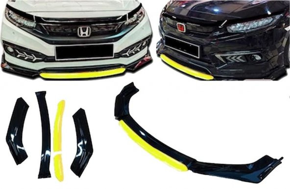 Mercedes E Uygun Universal Flaplı 4 Parça Lip Piano Black Sarı Dilli ürün görseli 1
