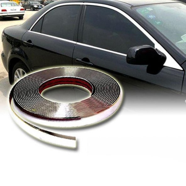 Araç İçi Dışı 3D Krom Dekoratif Nikelaj Şerit Çıta 9mm X 5 Metre ürün görseli 1