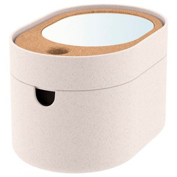 Ayna Kapaklı Saklama Kutusu IKEA Bölmeli- Plastik Mantar MeridyenDukkan 24x17 Cm Makyaj-Takı Organizeri ürün görseli 1