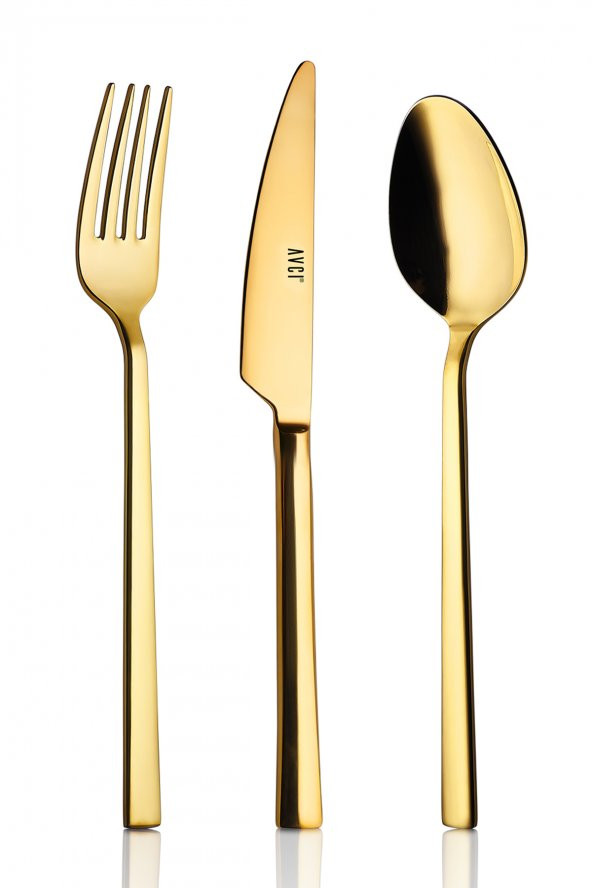 Klas Titanyum Parlak Gold 18 Parça Çatal Kaşık Bıçak Takımı 18/10 Paslanmaz Çelik ürün görseli 1